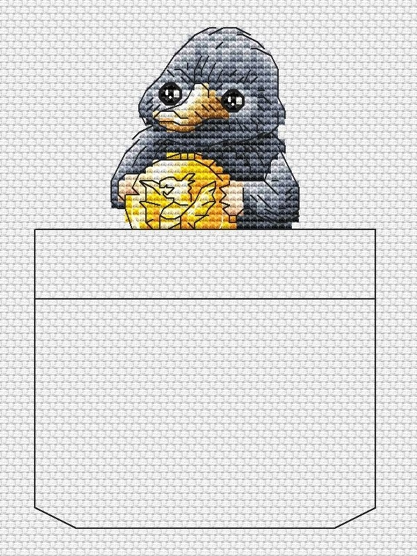 Gray Pocket Friend Cross Stitch Pattern фото 1