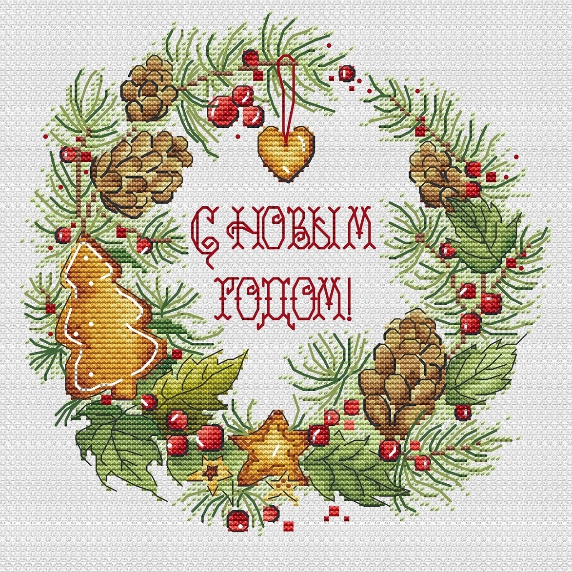 Wreath with Cookies Cross Stitch Pattern фото 1