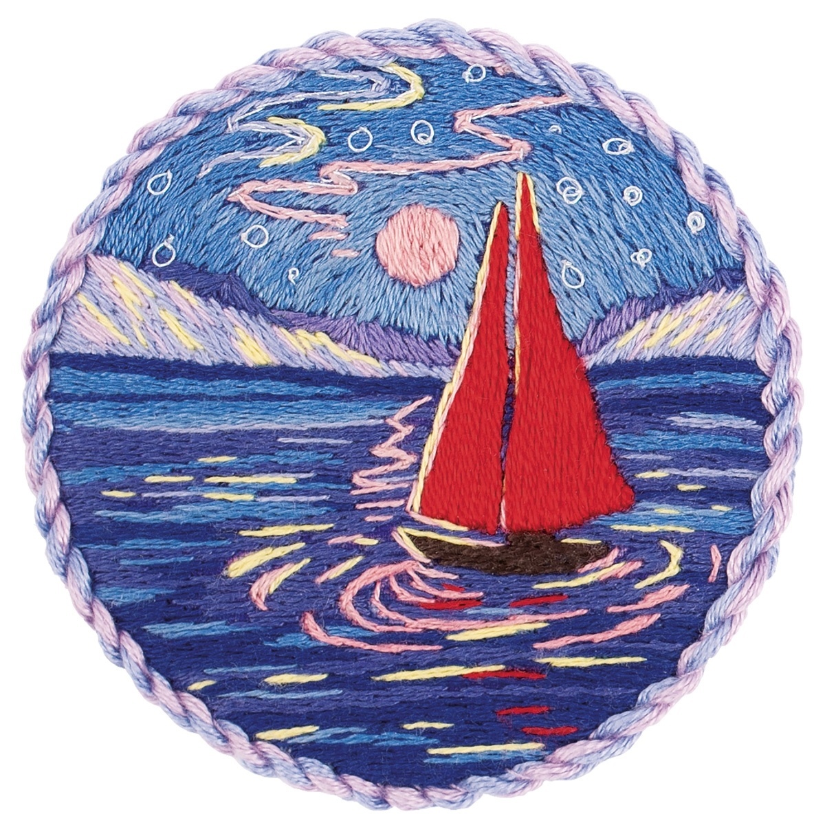 Sailboat under the Moon Brooch Embroidery Kit фото 1