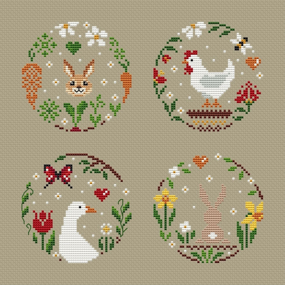 Wreaths. Spring in the Heart Cross Stitch Pattern фото 1