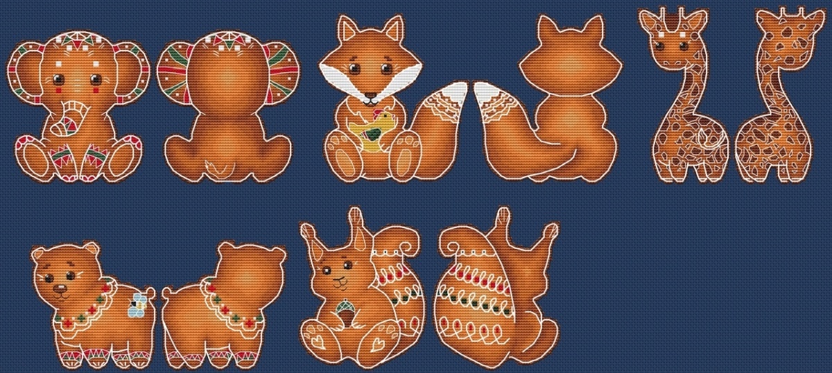 Gingerbread Animals Double-sided Cross Stitch Pattern фото 1