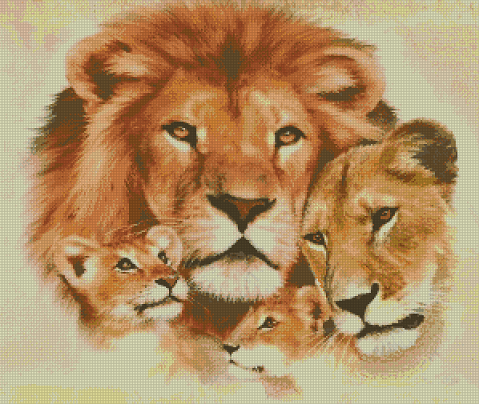 The Family of Lions Cross Stitch Pattern фото 1