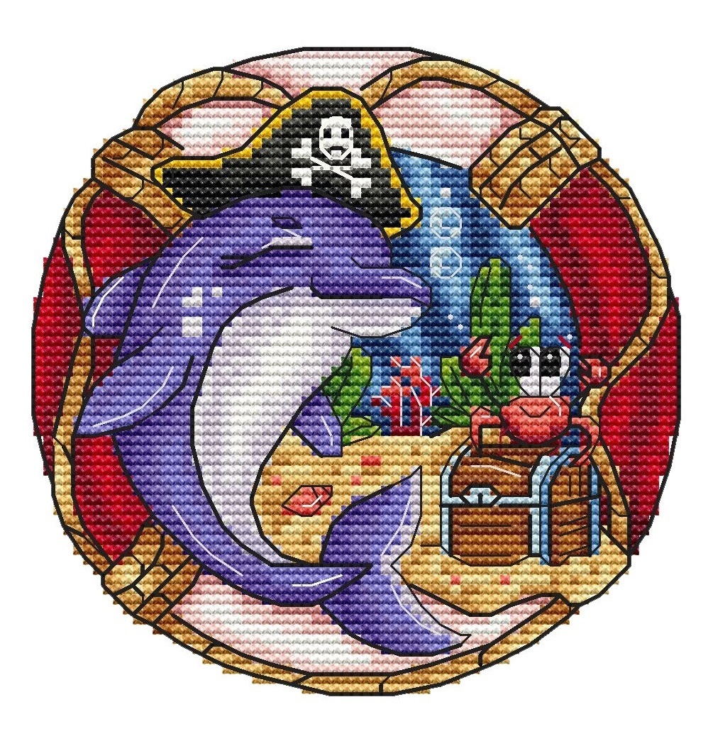 Pirate Dolphin Cross Stitch Pattern фото 1