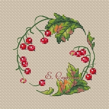 Currant Wreath Cross Stitch Pattern фото 2