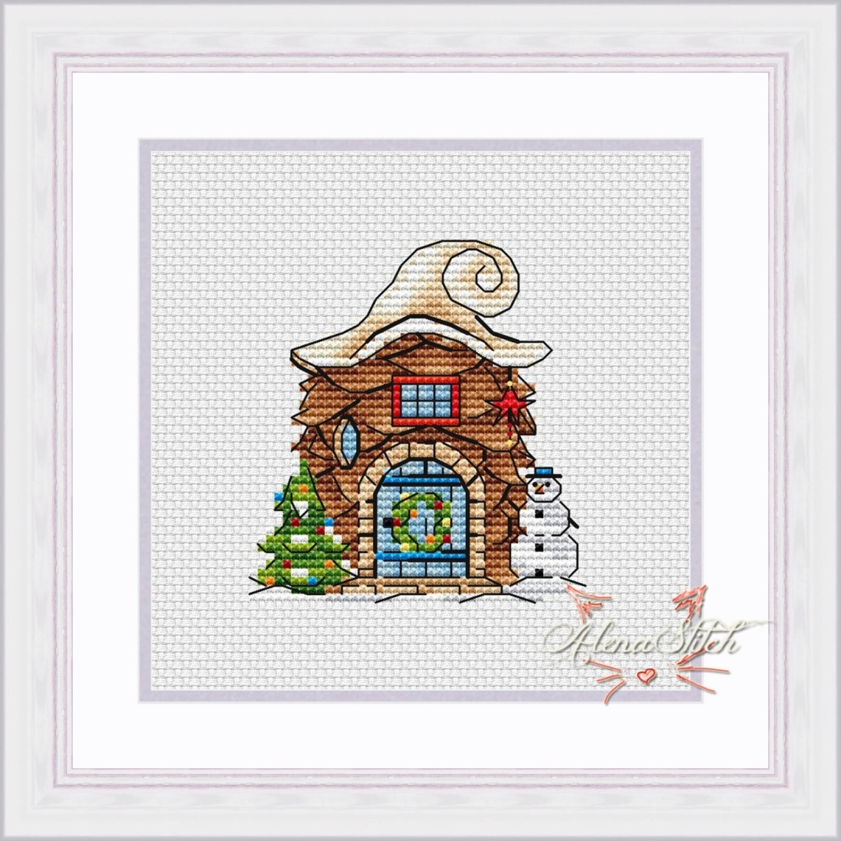 Pine Cone House Cross Stitch Pattern фото 1