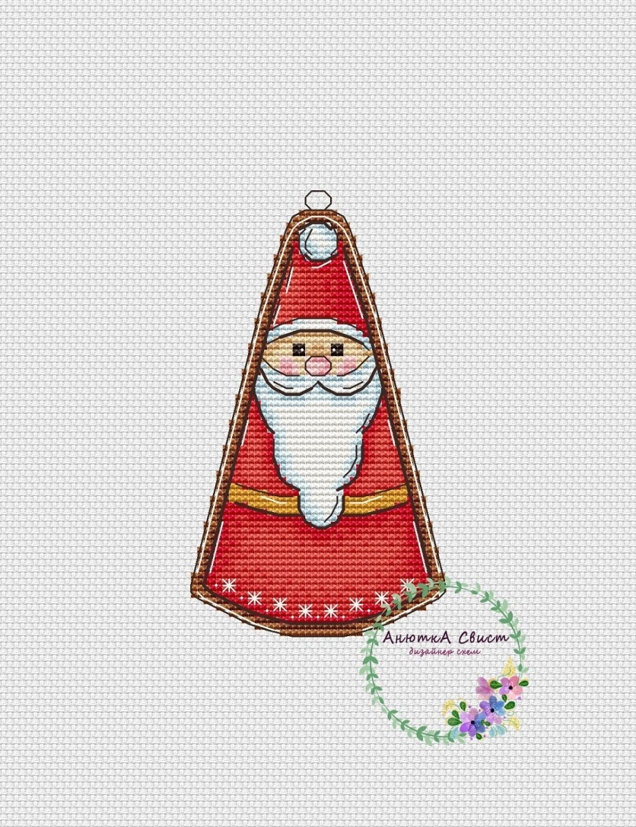 Gingerbread Santa Cross Stitch Pattern фото 1