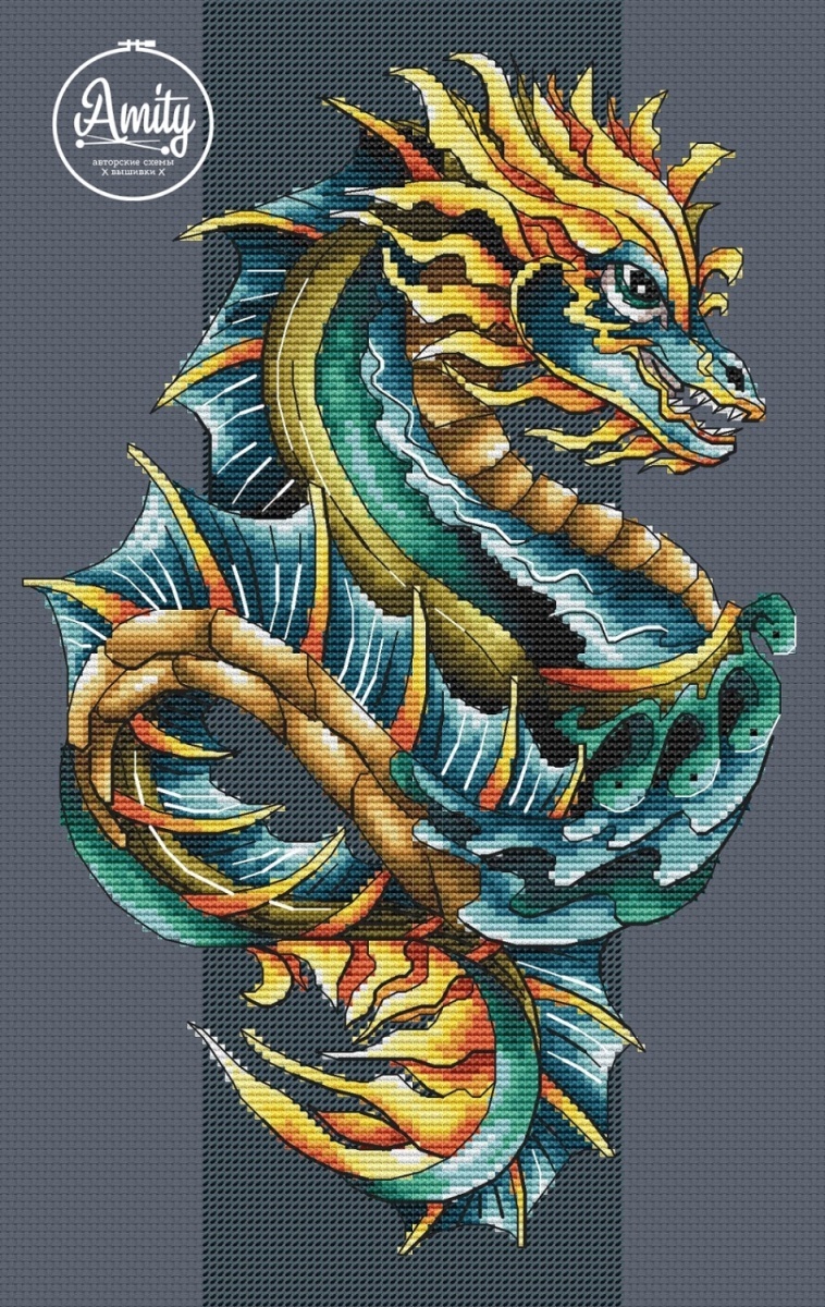Green Dragon Cross Stitch Pattern фото 1