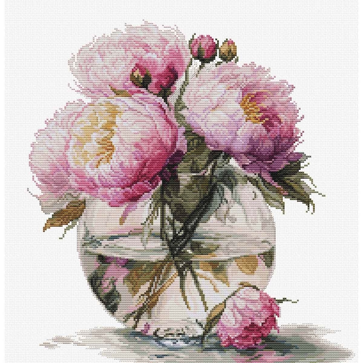 Bouquet of Peonies Cross Stitch Kit by Luca-S фото 1