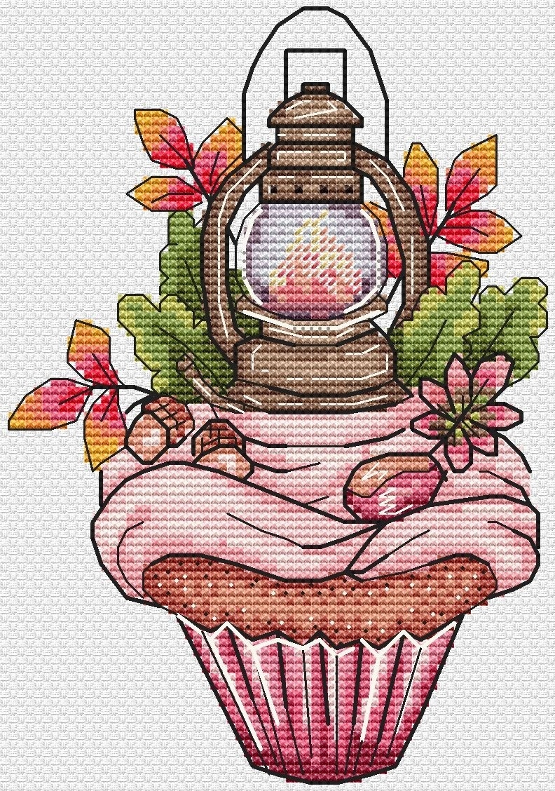 Autumn Cupcake Cross Stitch Pattern фото 1