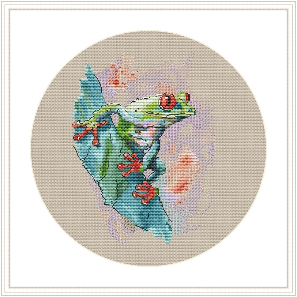 Tree Frog on a Lilac Background Cross Stitch Pattern фото 3