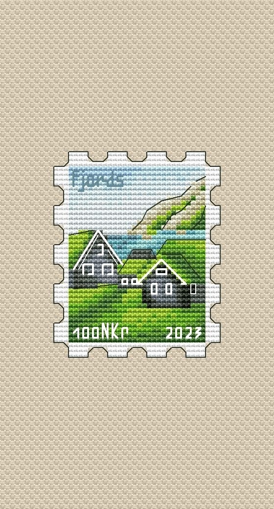 Fjords Postage Stamp Cross Stitch Pattern фото 1