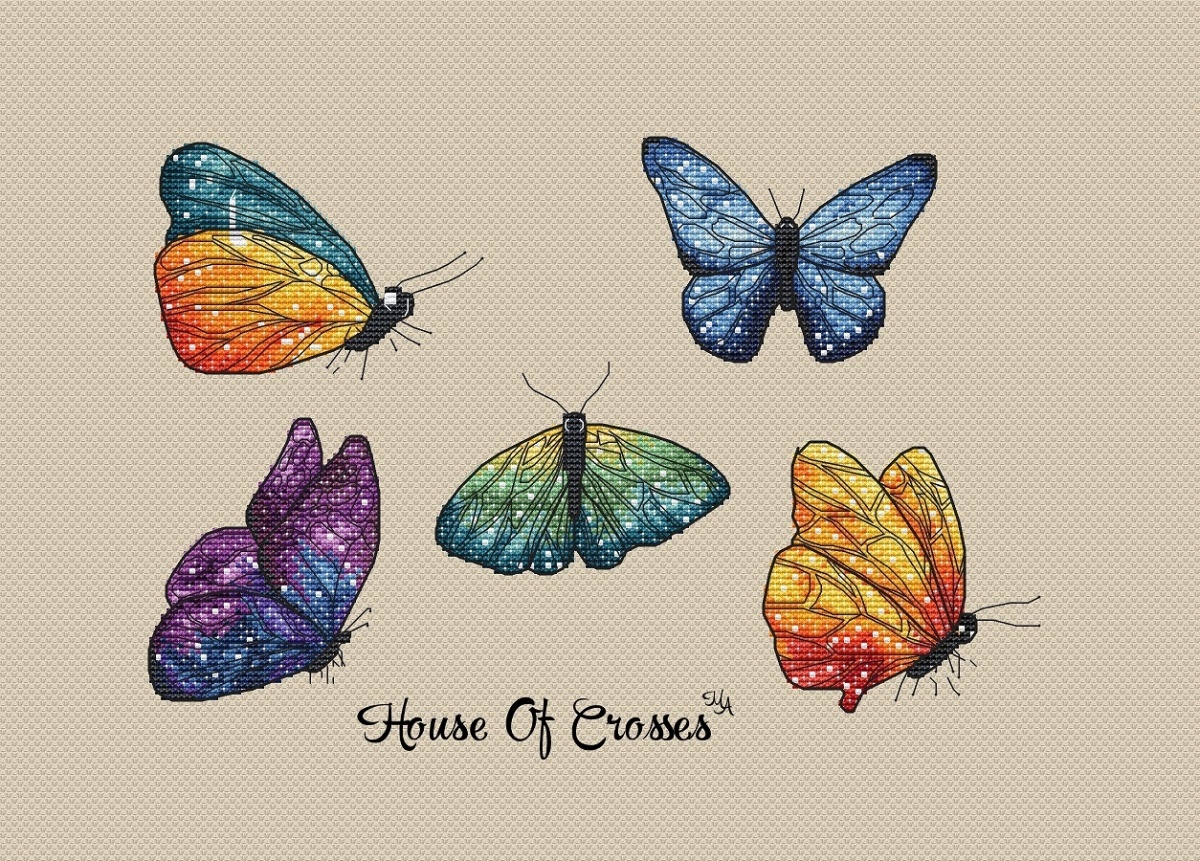 Space Butterflies Cross Stitch Pattern фото 1