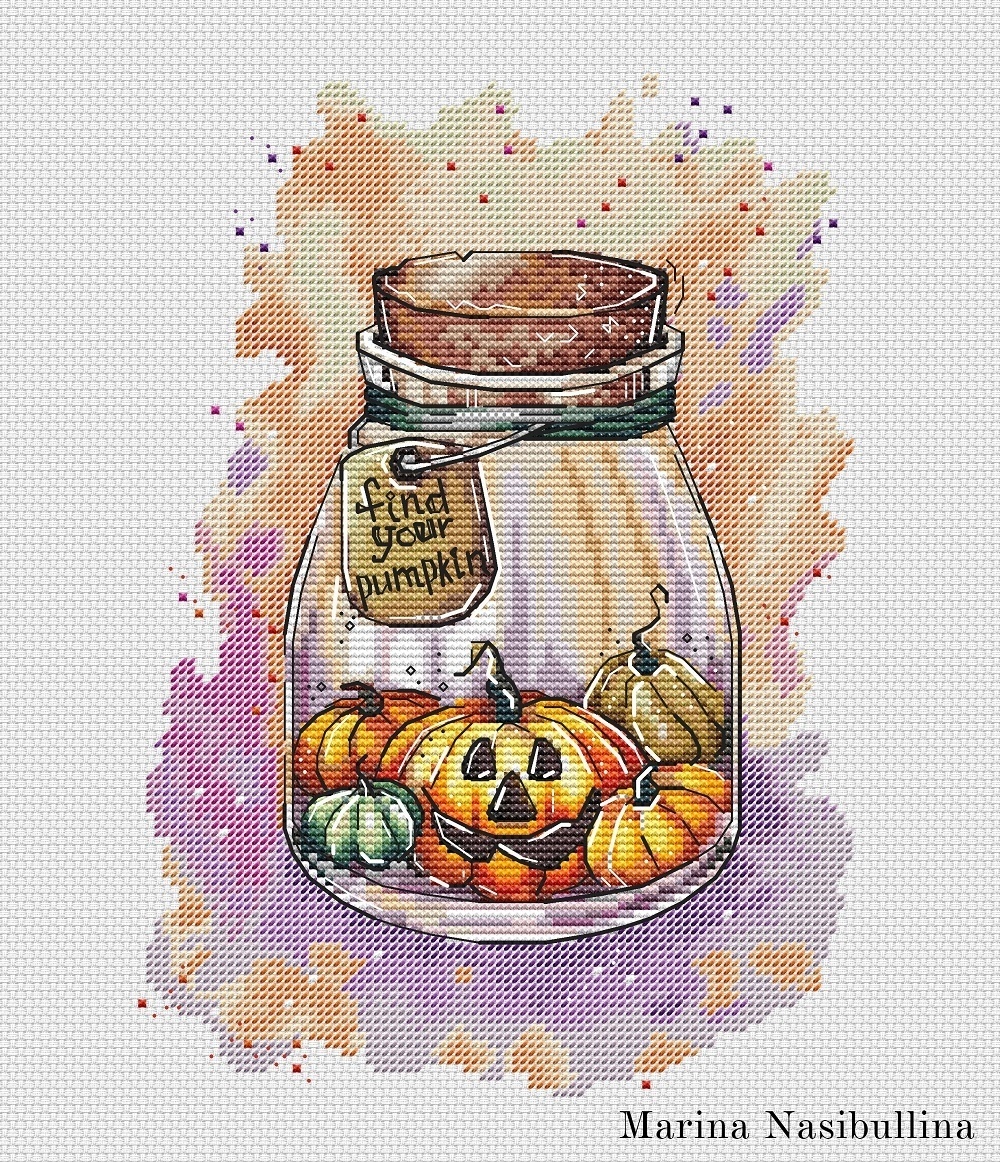 Jar of Pumpkins Cross Stitch Pattern фото 3