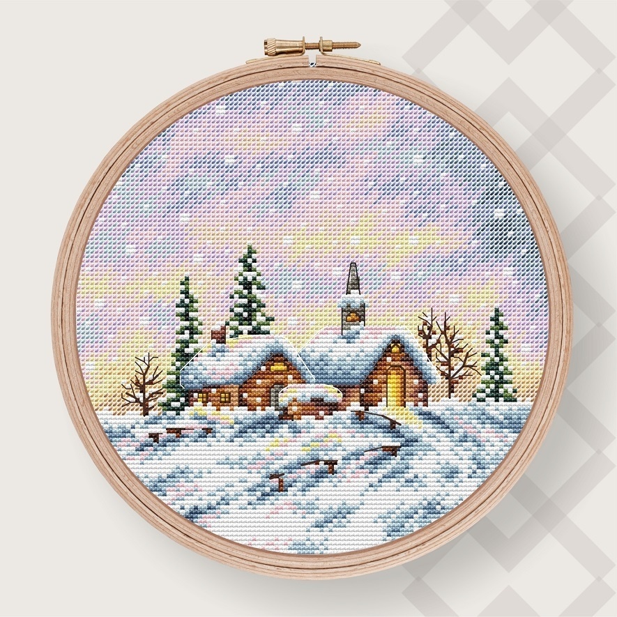 Winter Night Cross Stitch Pattern фото 1