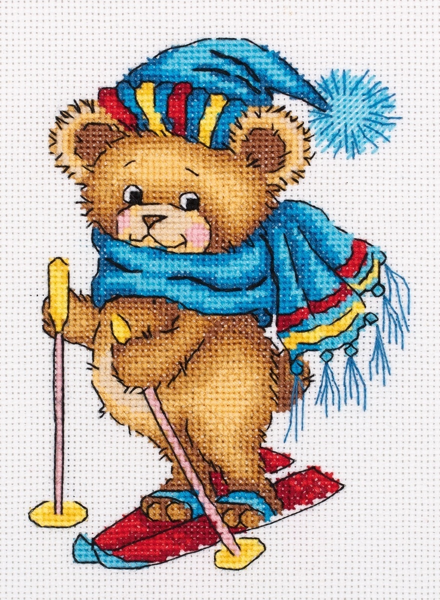 Skiing Bear Cross Stitch Kit фото 1