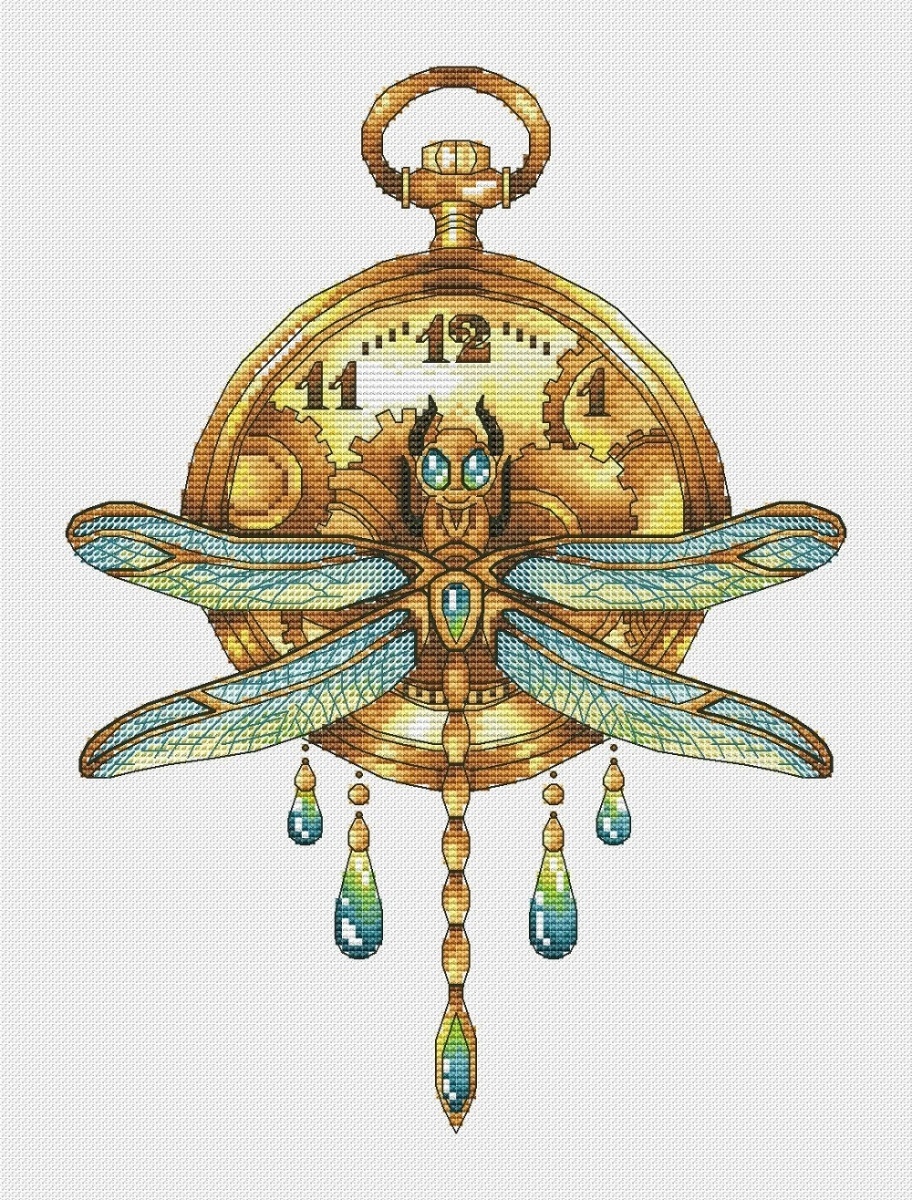 Time Flies. Dragonfly Cross Stitch Pattern фото 1