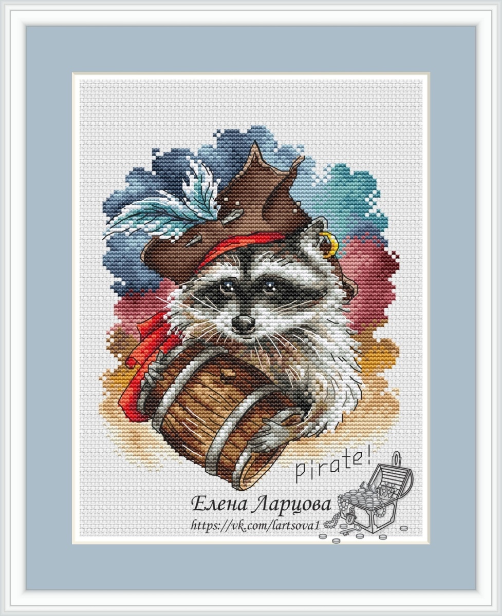 The Pirate Raccoon Cross Stitch Pattern фото 2