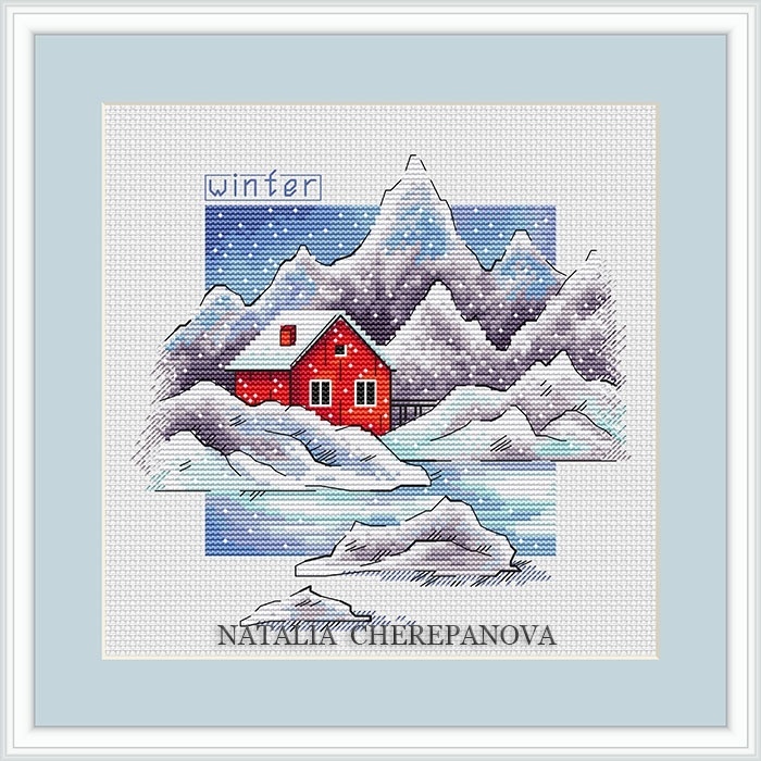 Winter Landscape Cross Stitch Chart фото 1