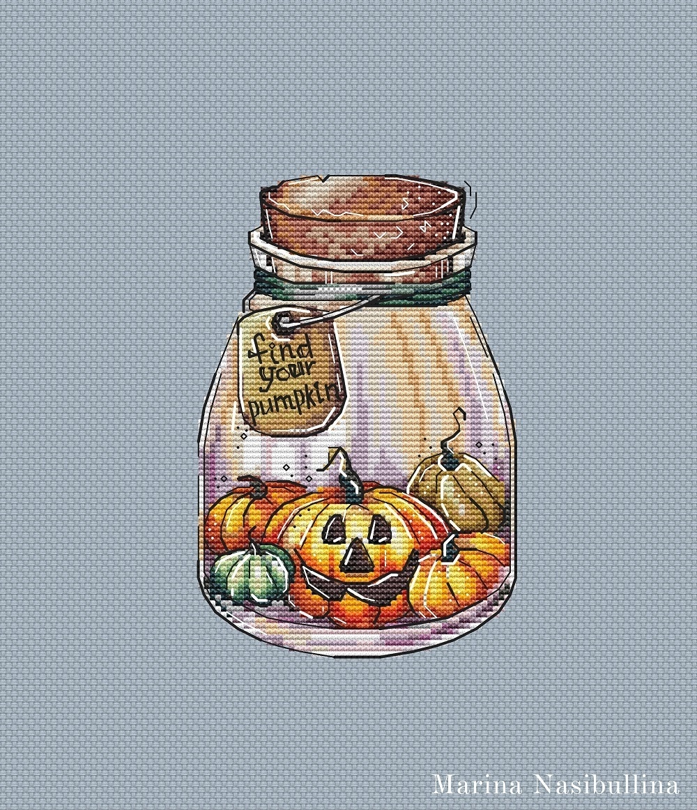 Jar of Pumpkins Cross Stitch Pattern фото 4