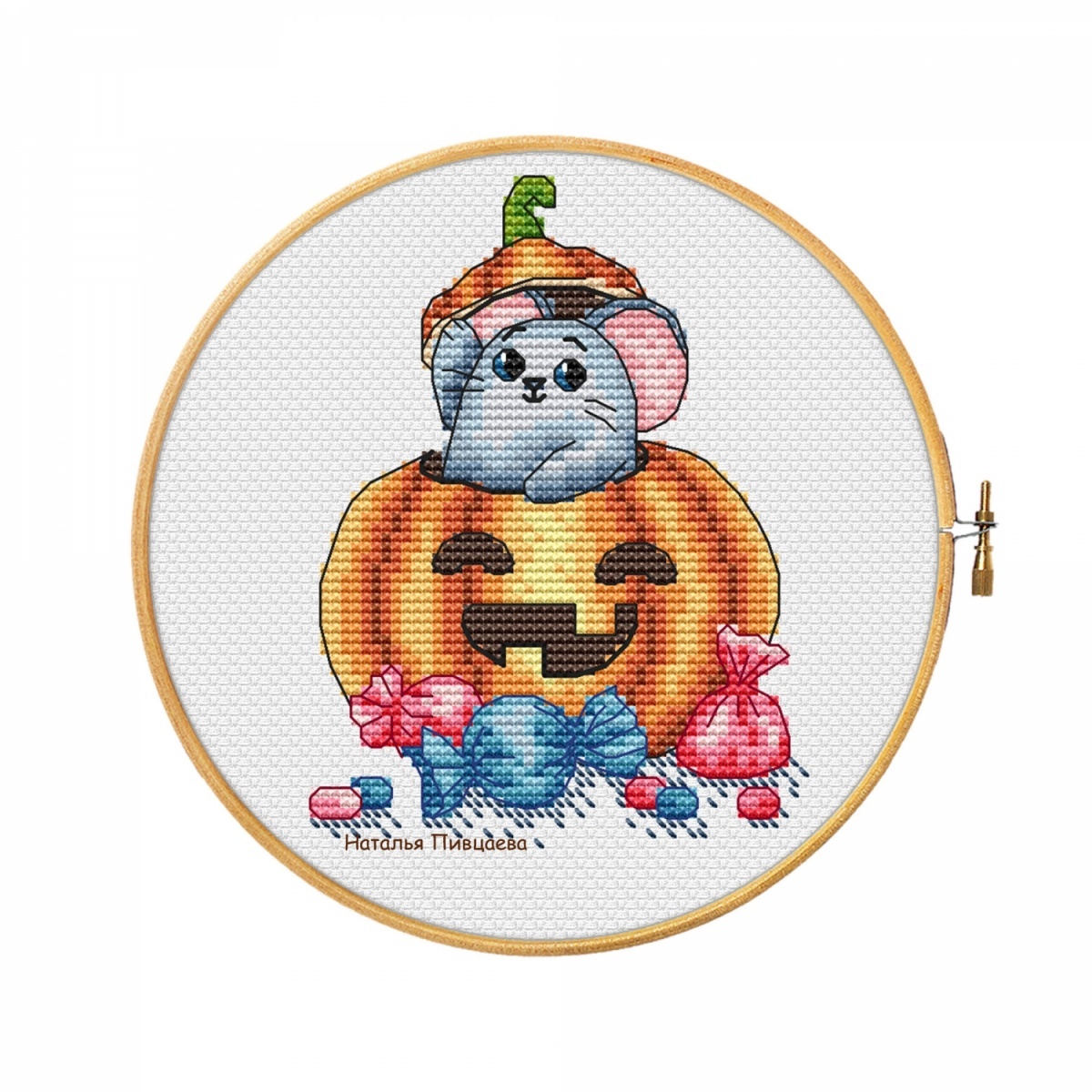 Pumpkin Mouse Cross Stitch Pattern фото 1