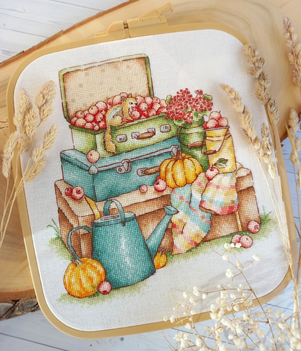 Autumn Suitcases Cross Stitch Pattern фото 2