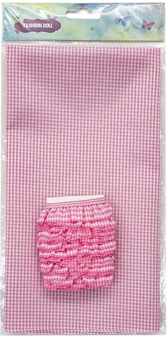 Pink Polyester Patchwork Fabric with Braid фото 2