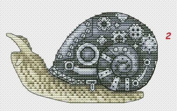 Steampunk Snail 2 Cross Stitch Pattern фото 1