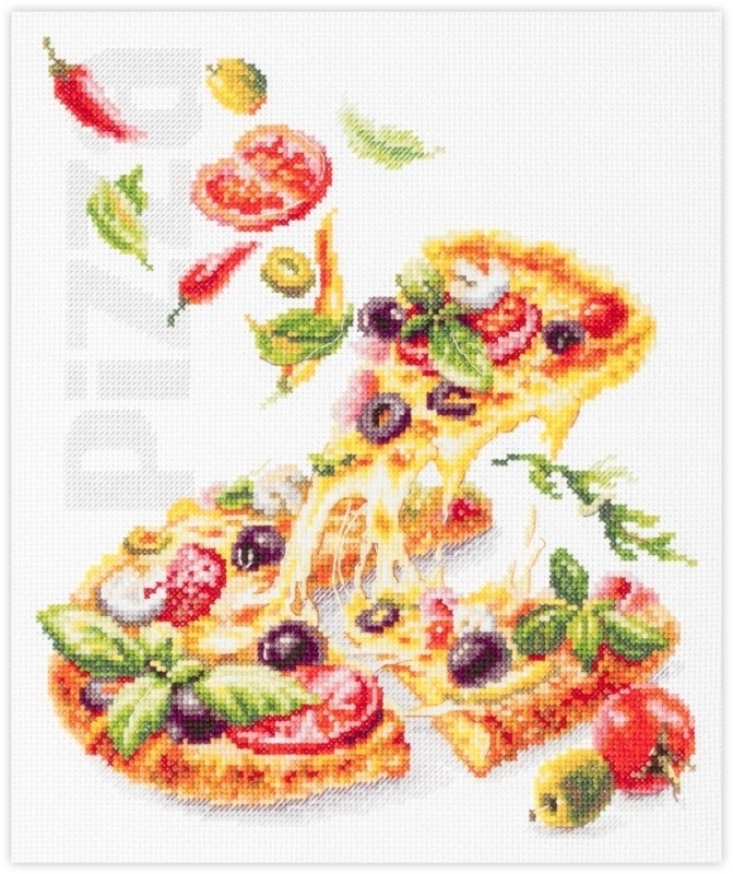 Pizza Cross Stitch Kit фото 1