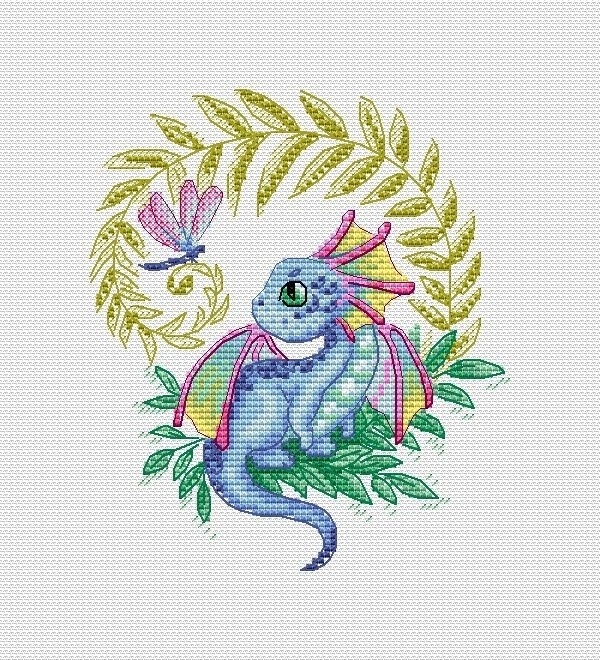 A Summer Dragon Cross Stitch Pattern фото 1