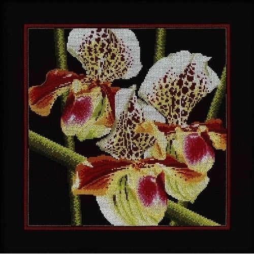 Orchids Paphiopedilum Cross Stitch Kit фото 1