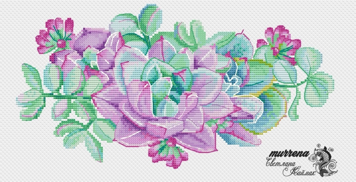 Pastel Succulents Cross Stitch Pattern фото 2