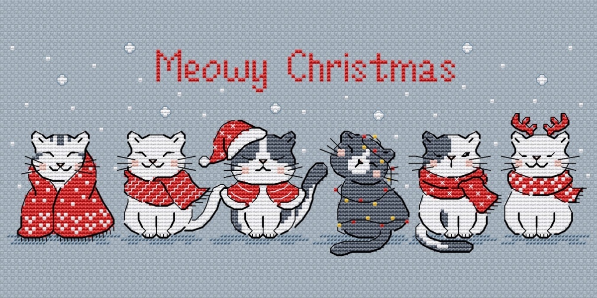 Meowy Christmas Cross Stitch Pattern фото 1