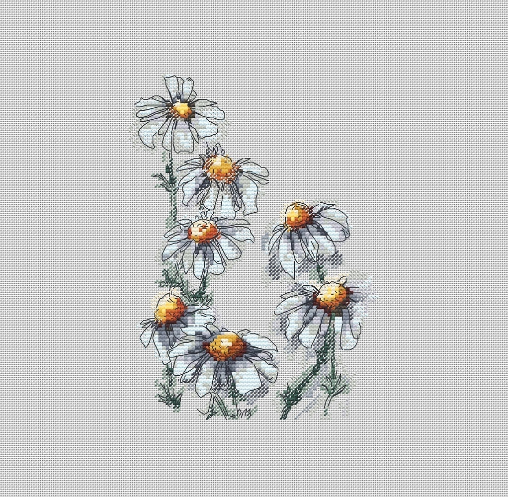 Chamomile Flowers Cross Stitch Pattern фото 1