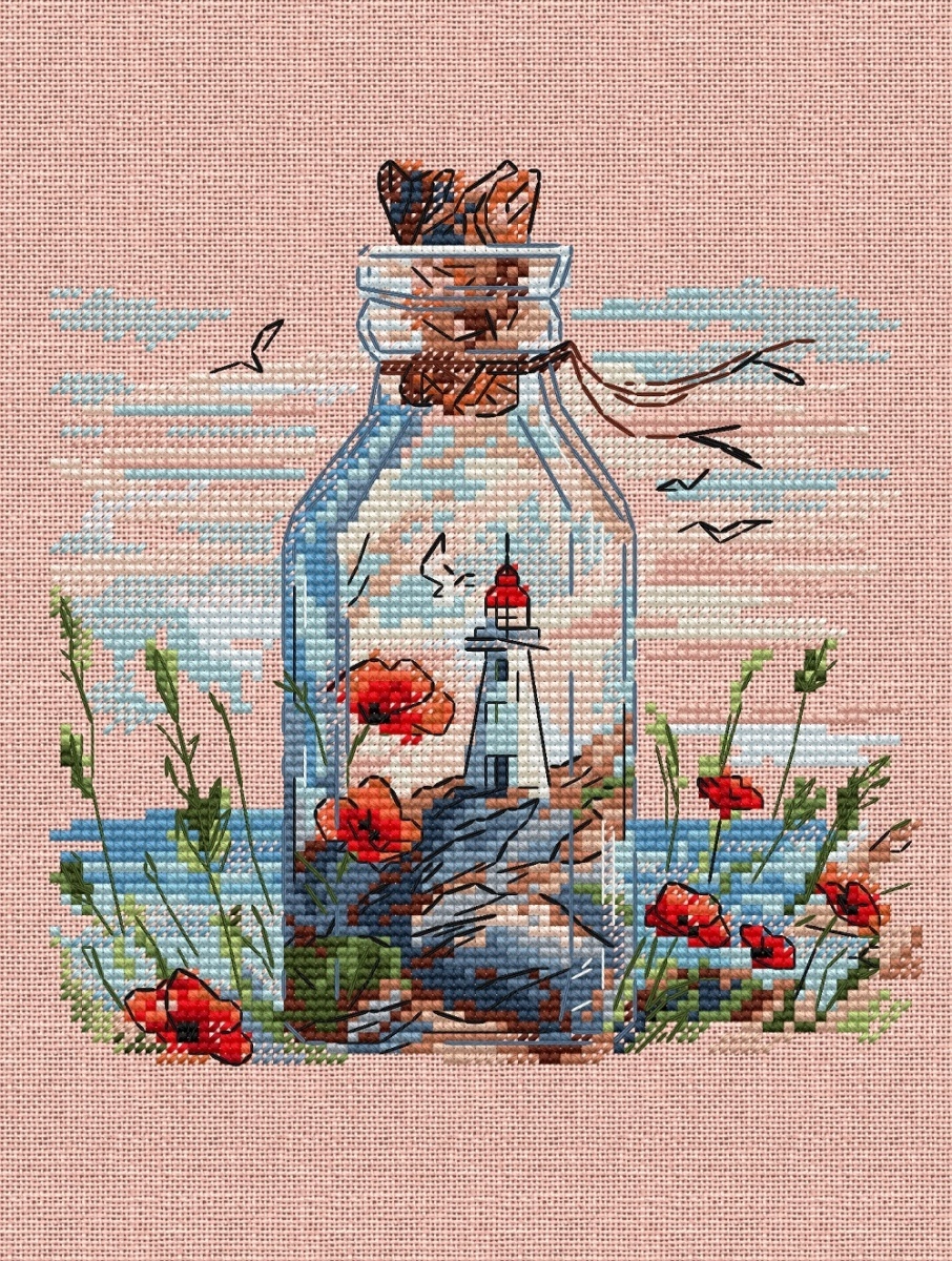 Lighthouses in Bottles. Poppies Cross Stitch Pattern фото 9