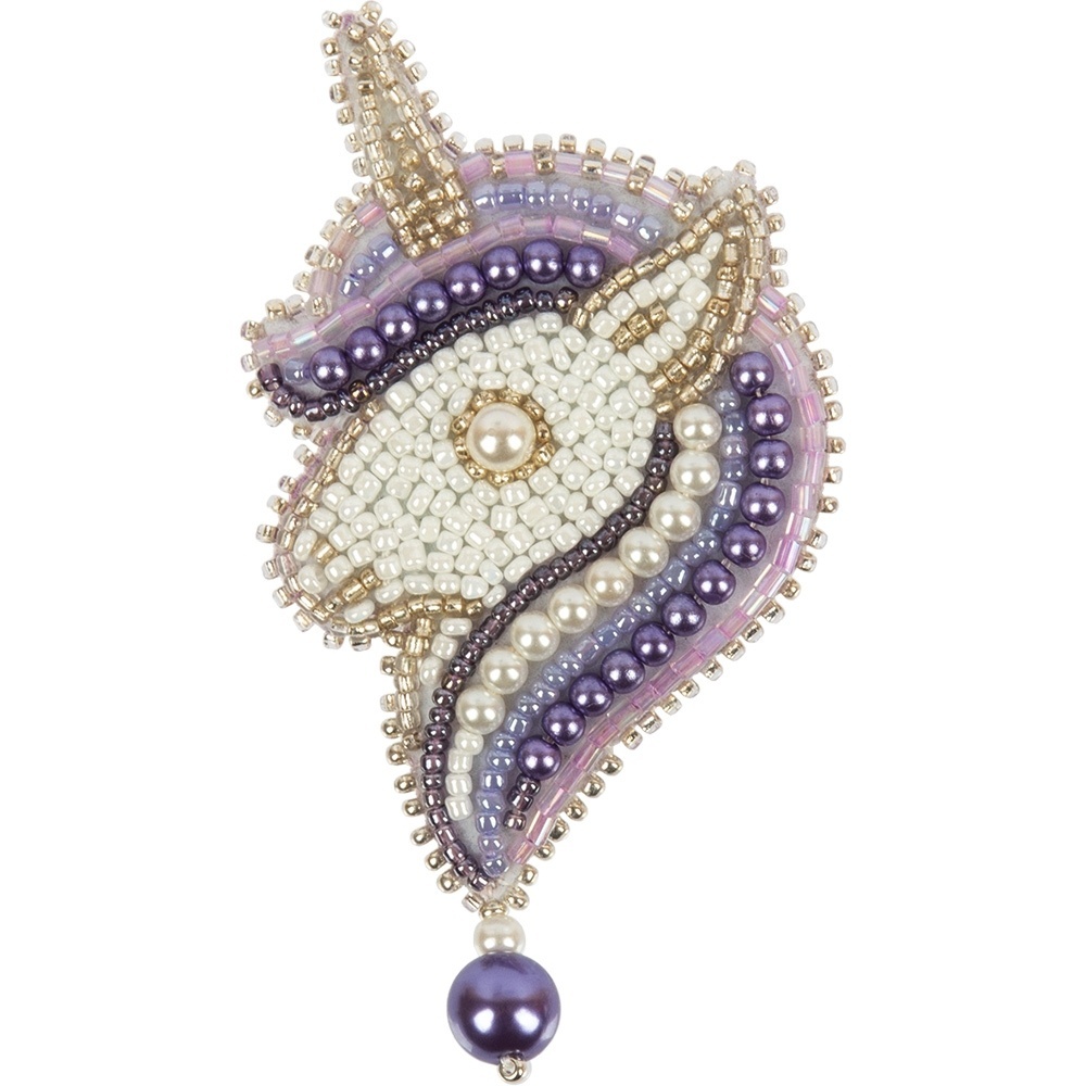 Brooch. Violet Unicorn Bead Embroidery Kit фото 1