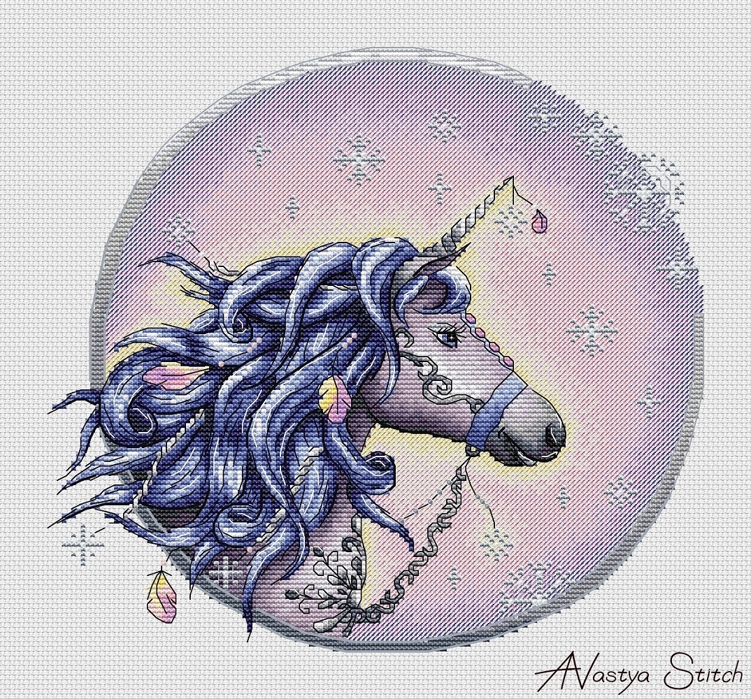 Winter Unicorn Cross Stitch Pattern фото 1