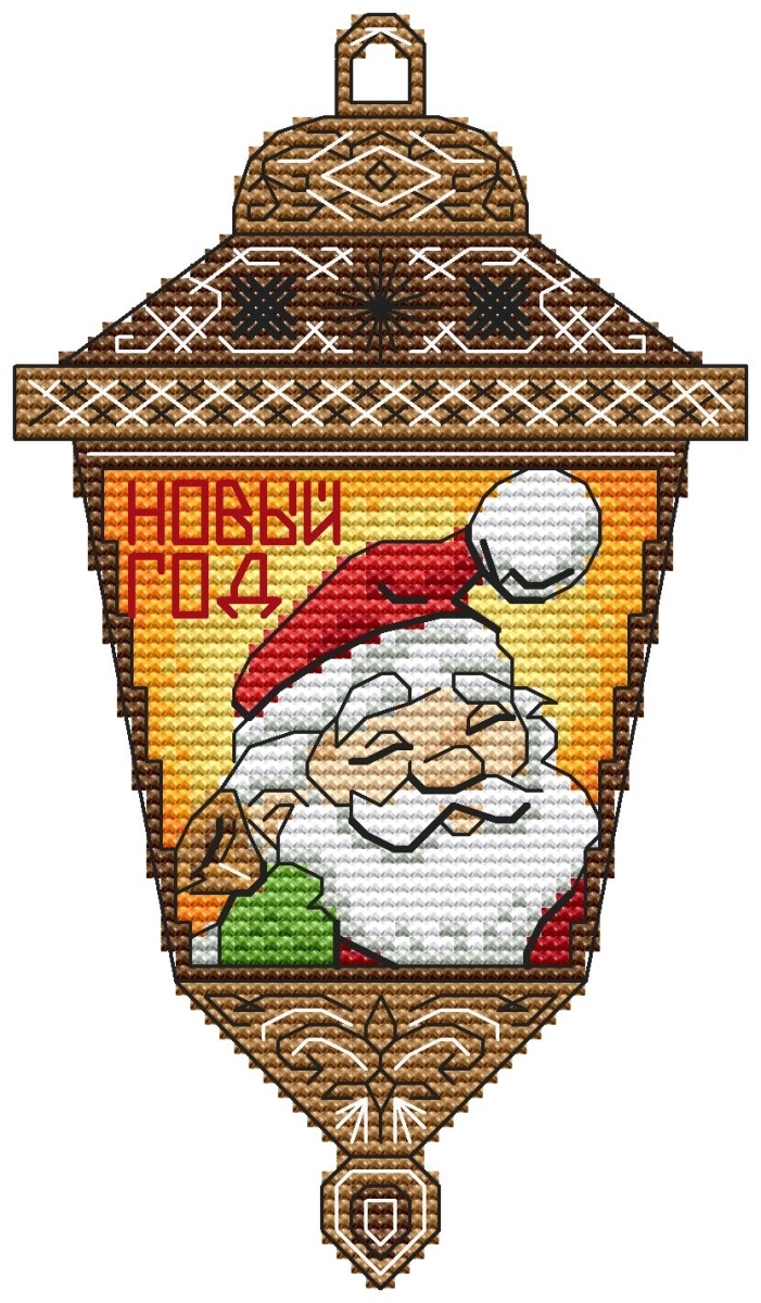 Lantern Santa Claus Cross Stitch Pattern фото 1