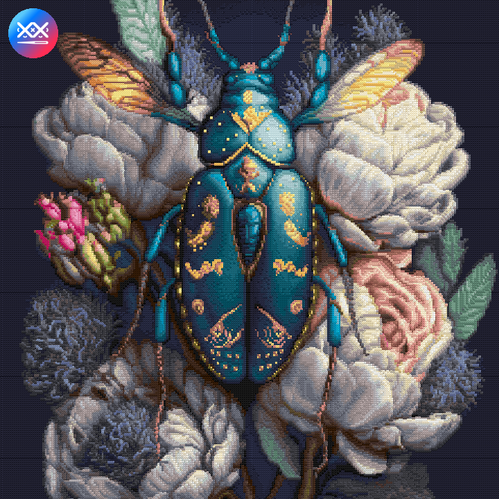 Beetle in Flowers Cross Stitch Pattern фото 2