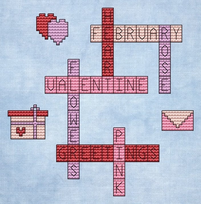 St. Valentine's Day Crossword Cross Stitch Pattern фото 1