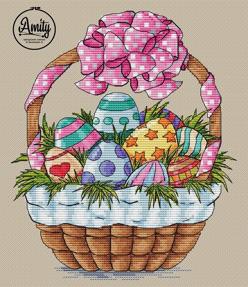 Easter Basket Cross Stitch Pattern фото 1