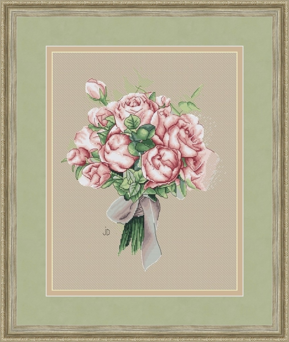 Pink Roses Bouquet Cross Stitch Pattern фото 1