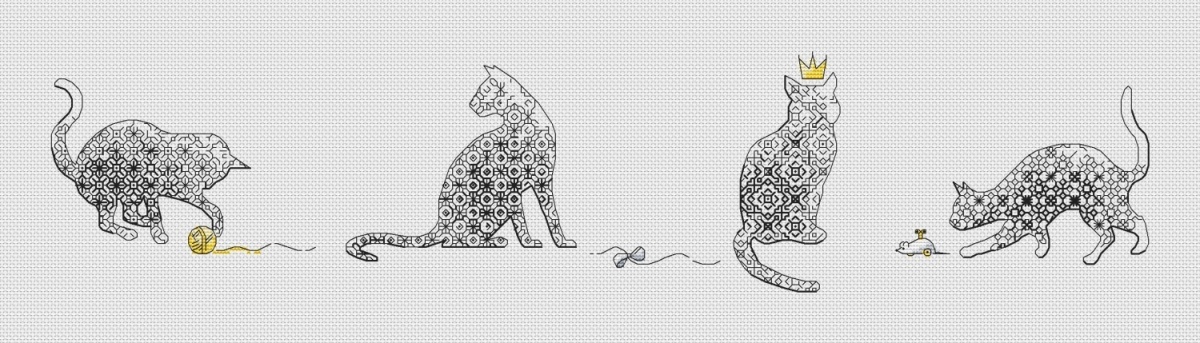 Openwork Cats Cross Stitch Pattern фото 2