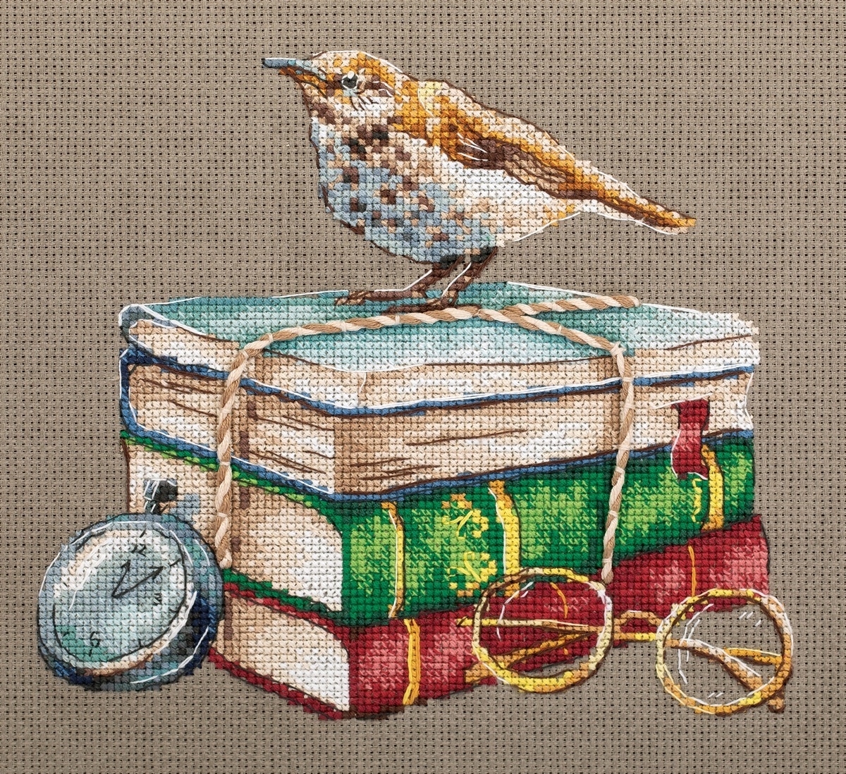 Booklover (gray brown embroidery fabric) Cross Stitch Kit фото 1