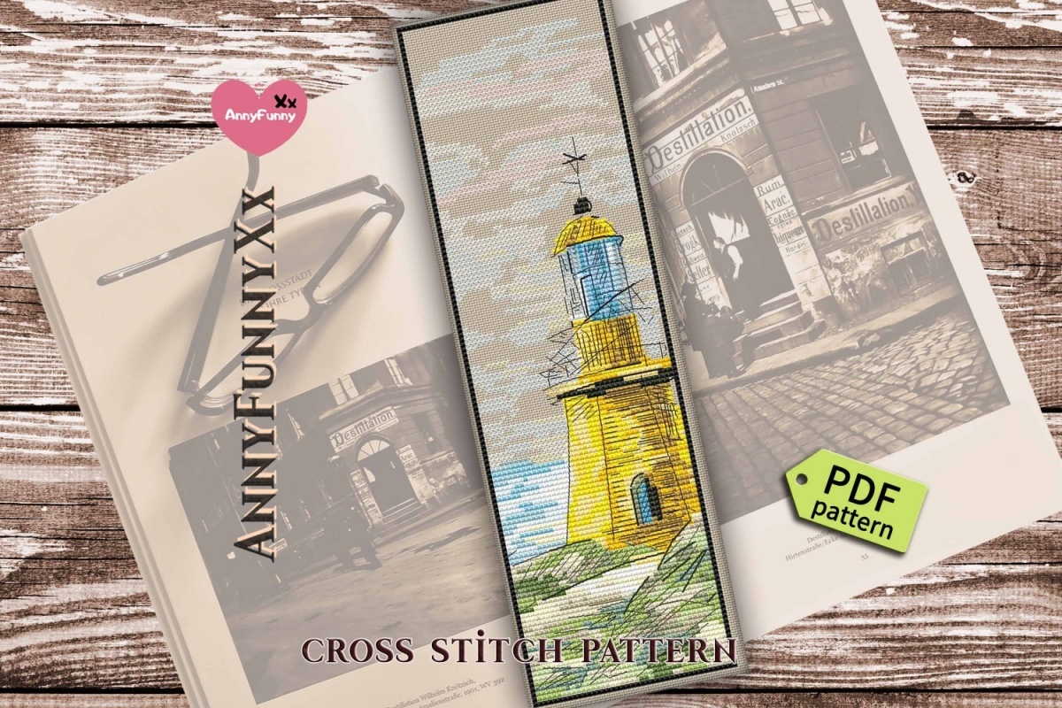 Bookmark Yellow Lighthouse Cross Stitch Pattern фото 5
