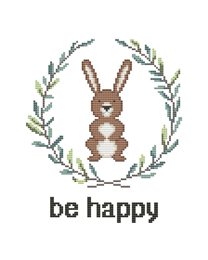 Be Happy Simple Cross Stitch Pattern фото 1