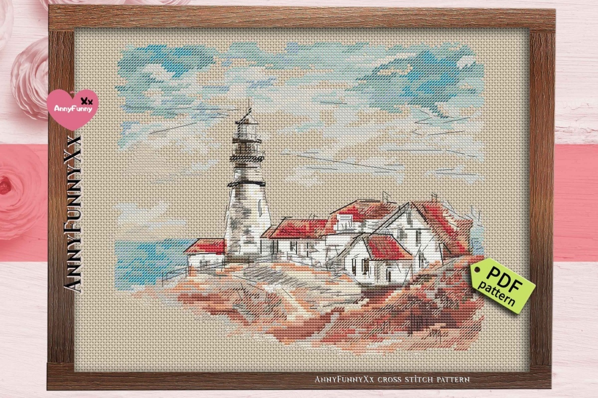 Old Lighthouse in the Village Cross Stitch Pattern фото 12
