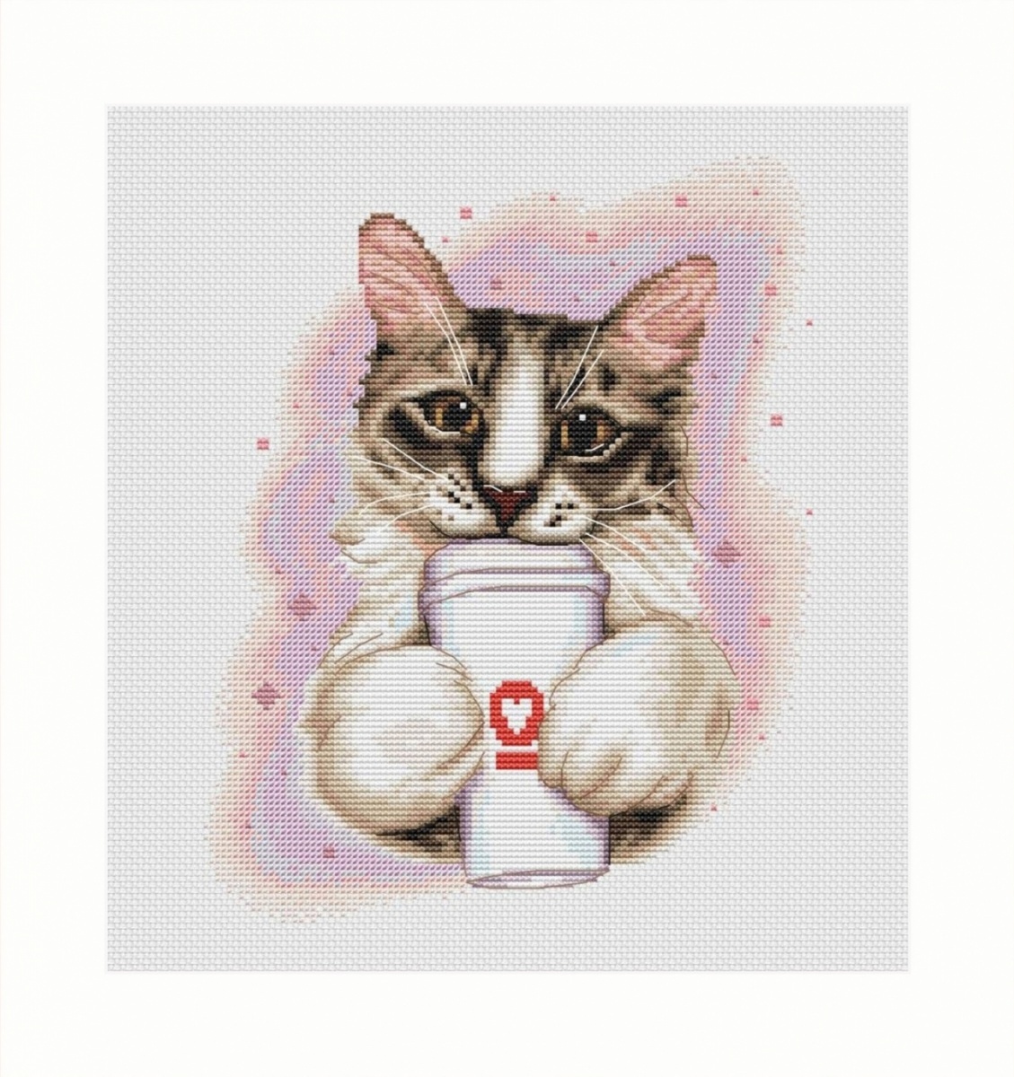 Cat and Coffee Cross Stitch Pattern фото 1