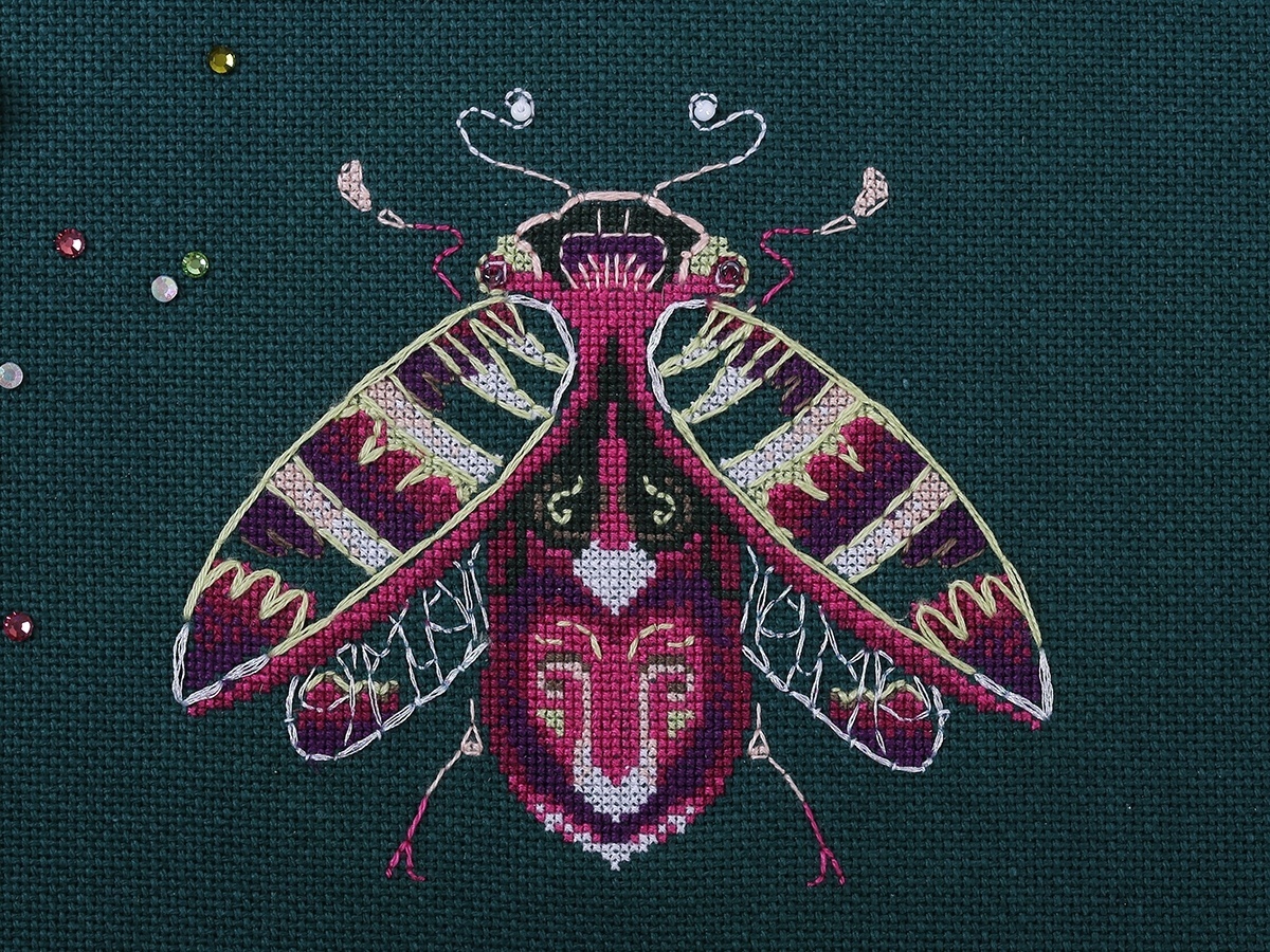 Fantasy Bugs. Amethyst and Mint Cross Stitch Kit фото 6
