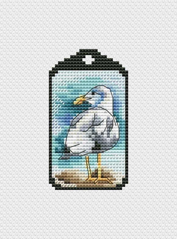Seagull Keychain Cross Stitch Pattern фото 1