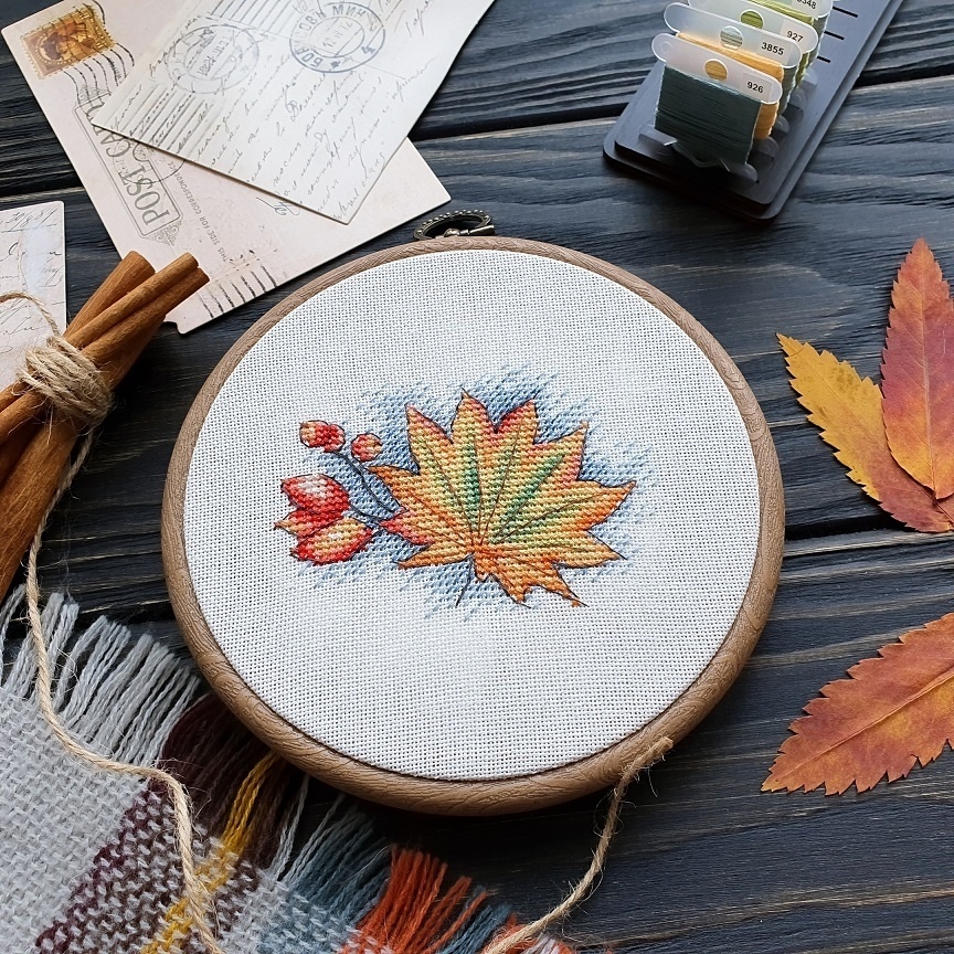 Autumn Miniatures. Leaf Cross Stitch Pattern фото 3